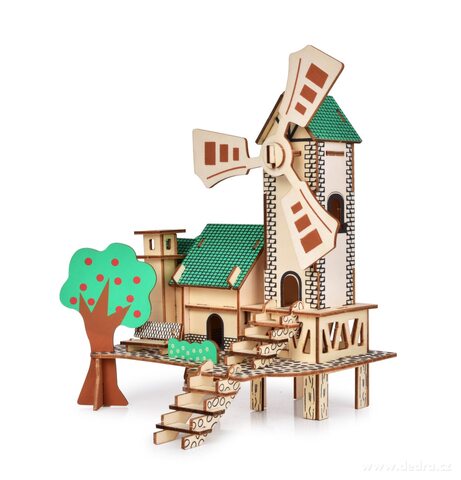 22 cm 3D skládací dřevěná stavebnice MLÝN  - zobrazit detaily