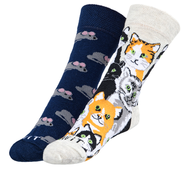 Ponožky dětské Kočka+myš 30-34 šedá, oranžová <br>95 Kč/1 ks
