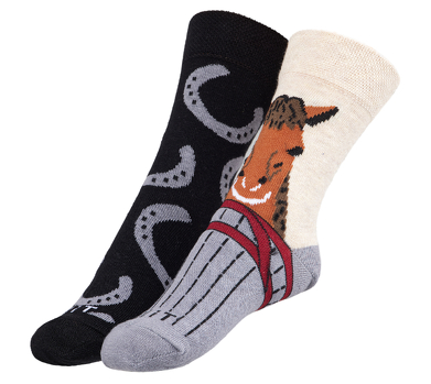 Ponožky dětské Kůň+podkovy 30-34 Hnědá, béžová, šedá