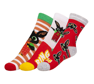 Ponožky dětské Bing - sada 3 páry 19-22 červená, zelená, žlutá