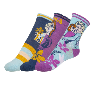 Ponožky dětské Frozen - sada 3 páry 23-26 fialová, modrá, zlatá
