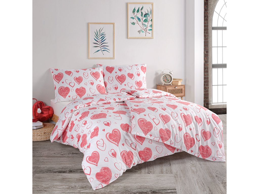 Bavlnn povleen Pink Love 70x90, 140x200 cm rov <br>645 K/1 ks