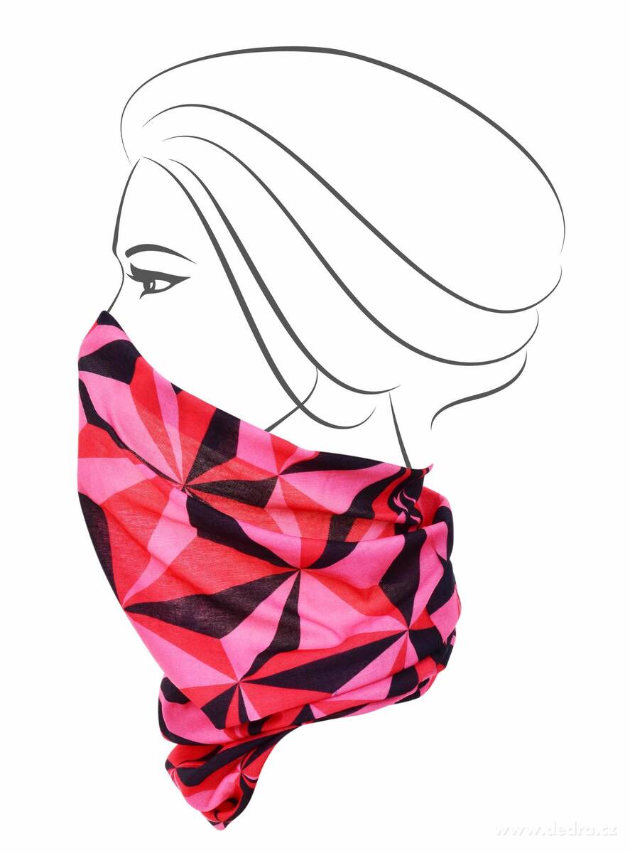 Multifunkční šátek   průměr 45 - 70 cm, délka cca 50 cm růžové origami <br>69 Kč/1 ks