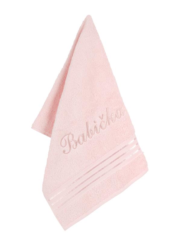 Froté ručník Linie - Babička 50x100 cm růžová